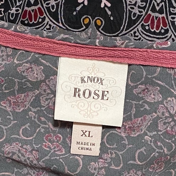 Knox Rose Boho Peasant Blouse XL Velvet Paisley Tassels Statement Sleeves Fairy - Picture 13 of 15